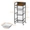 4-Tier Rolling Kitchen Storage Cart with 3 Pull-Out Baskets & Wood Top, Slim Metal Utility Cart with Lockable Wheels